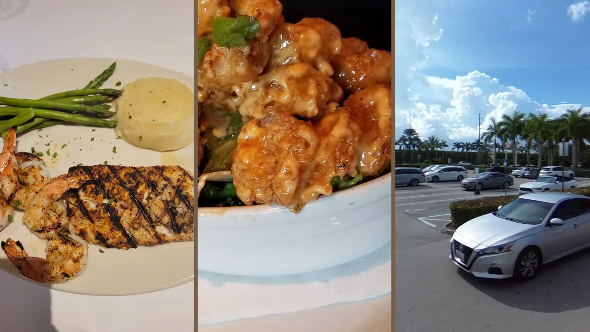 Crisp salads and seafood entrees served for dinner.